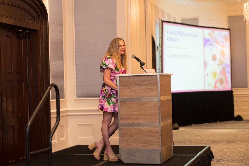 Woman at a podium