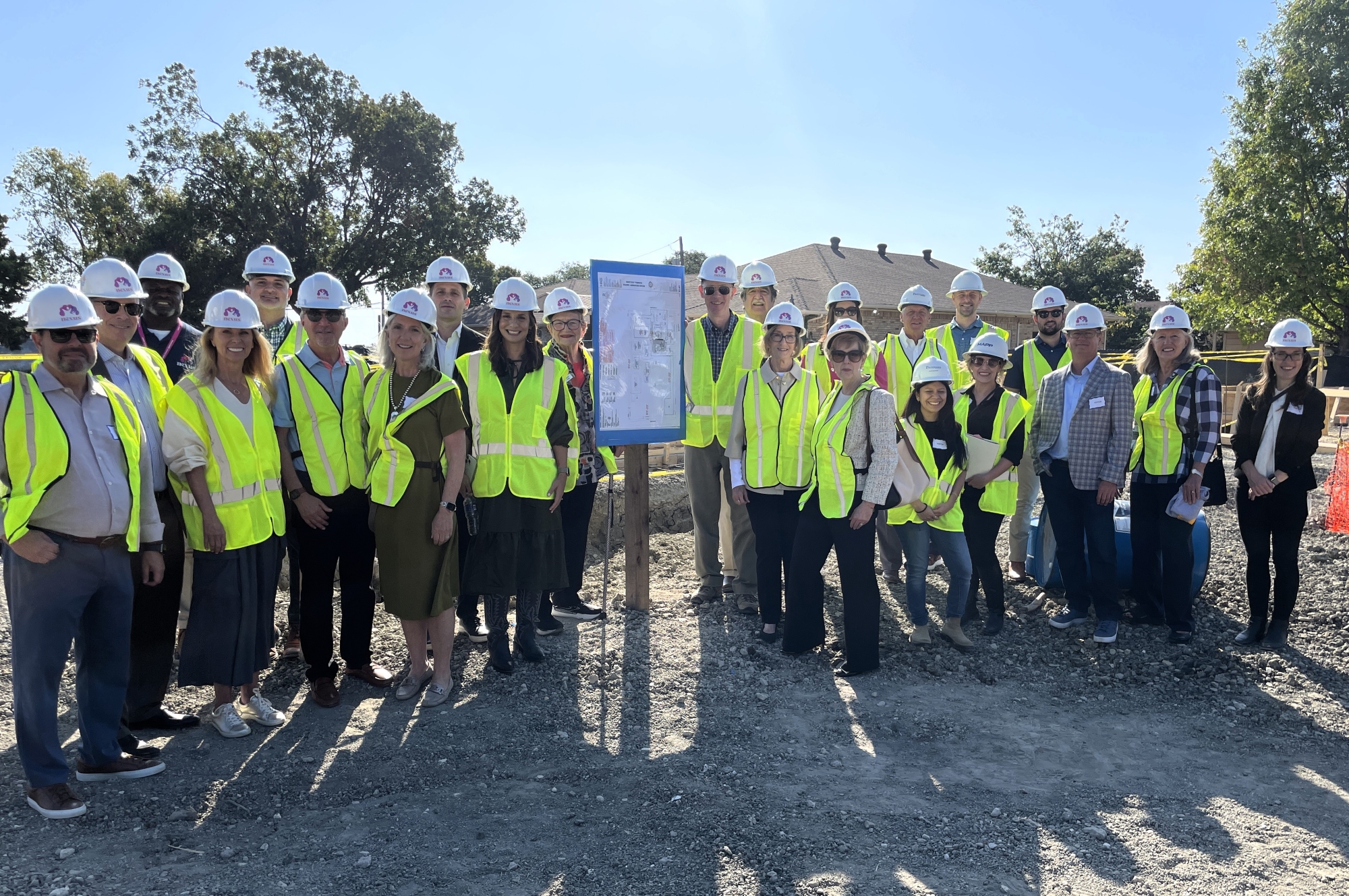 Donor hard hat tour of construction site