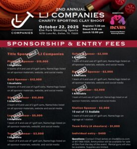 LJ Cos Clay Shoot 2025 Sponsorship listing. Click to sponsor a team!